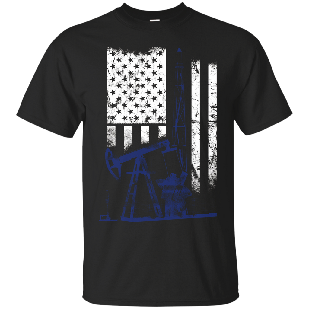 Oilfield shirt- Oilfield flag us blue_Black