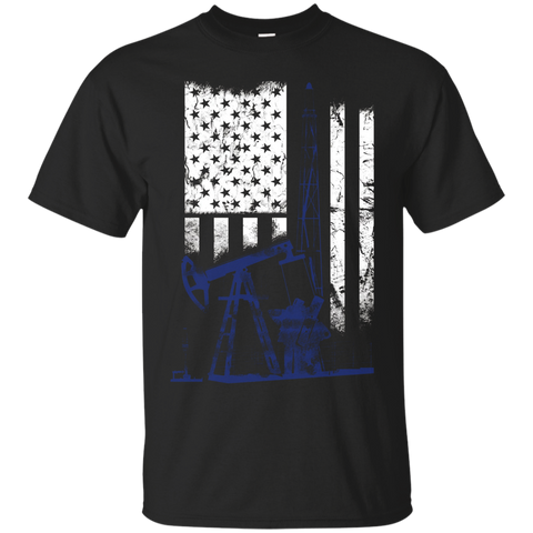 Oilfield shirt- Oilfield flag us blue_Black