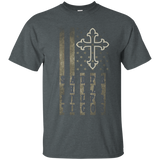 Stand For The Flag, Kneel For The Cross Patriotic T Shirt_black=