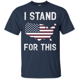 I Stand For This - I Don't Kneel American Flag Map Shirt_black