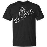 Oh Shift - Hilarious Bike Rider Bicycle TShirt Distressed_Black