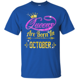 Queens Are Born In October t shirt_Black