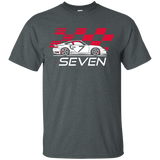 Race Car 7th Birthday T-Shirt Seven Year Old Boy Party_Black