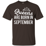 Queens Are Born in September - Cute Girly Fun Birthday Tee_Black