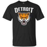 Tiger Mascot With Distressed Detroit Graphic T-Shirt_Black