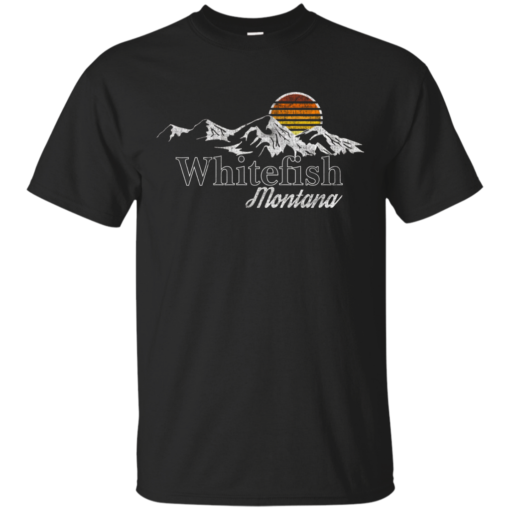 Retro Whitefish Montana Mountain T-shirt_Black