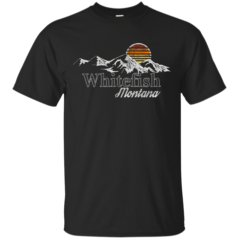 Retro Whitefish Montana Mountain T-shirt_Black