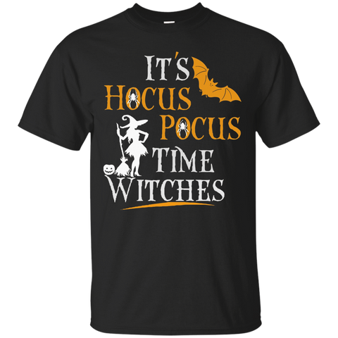 Halloween It's Hocus Pocus Time Witches Shirt Funny Hallowee_black=