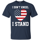 I Don't Kneel - I Stand Love Heart American Flag Tee_black