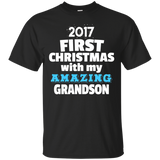 First Christmas With Grandson - Shirt For New Grandparents_black=