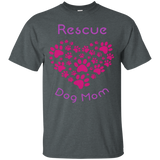 Rescue Dog Mom Pretty Unique Paw Heart Dog Lover T-shirt!_black=