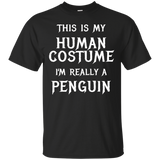 Penguin Halloween Costume Shirt Easy Funny for Kids Adults_Black