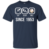 Eat Sleep Baseball Since 1953 T-shirt 64th Birthday Gift Tee_black=