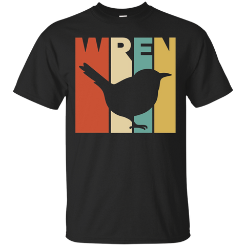 Vintage Style Wren Silhouette T-Shirt_Black