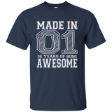 Made In 01 16 Years Of Being Awesome 16th Birthday Shirts