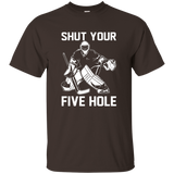 Shut Your Five Hole T-Shirt - Funny Ice Hockey Gift Ideas_Black