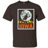 Retro IOWA Halloween Witch Eclipse Shirt Black Cat Broom_Navy