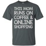 This Mom Runs On Caffeine & Online Shopping Funny T-Shirt_Black