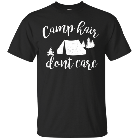 Womens Camp Hair Don't Care Shirt Funny Camping Tee_Black