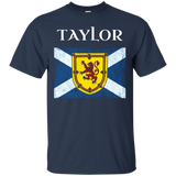 Taylor Scottish Clan Name T Shirt Coat Arms Lion Flag_Black