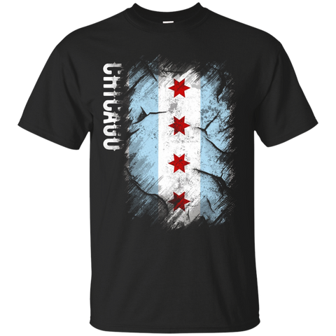 Chicago City Flag Shirt Distressed Windy City Illinois Shirt_black