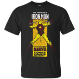 The Invincible Iron Man Retro Comic Side Panel Stamp T-Shirt_Black