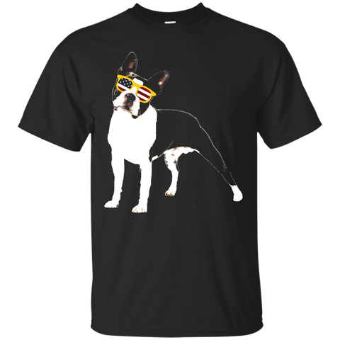 Patriotic Boston Terrier American Flag 4th of July Shirt_Black
