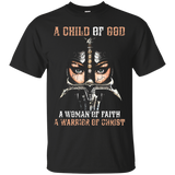 Womens Child of God, Woman of Faith, Warrior of Christ TShirt_Black