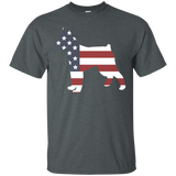 Patriotic American US Flag Fourth July Schnauzer dog T-shirt_Black
