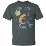 Mermaid 6th Birthday Shirt Birthday Girl T Shirt_Black