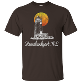Retro Kennebunkport ME Lighthouse Sunset Distressed T-Shirt_Black