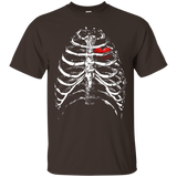 Skeleton Xray Rib Cage Bones Heart - Black Halloween T-Shirt_Black