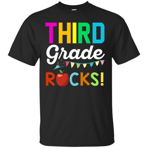 Third Grade Rocks T-Shirt Funny Student and Teacher Team_Black