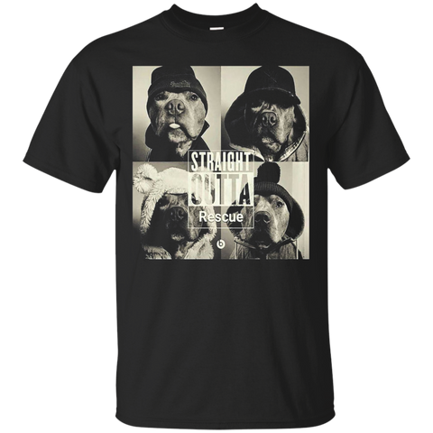 Straight Outta Rescue T-Shirt - Pit Bull Dog Shirt_Black