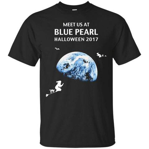 Halloween T Shirt Witches Fly Down To Earth, Blue Pearl_black