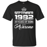 September 1982 35th Birthday Gifts 35 yrs old Bday T-shirt_Black