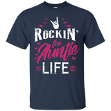 Rockin the Auntie Life Shirt Cool Tee for Aunt Mothers_Black