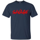Savage Shirt Red Box Logo Graphic T-shirt Crew Neck Design_Black