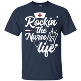 Rockin' The Nurse Life T Shirt Funny Professional Hospital_Black