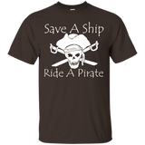 Save a ship ride a pirate t shirt_Black