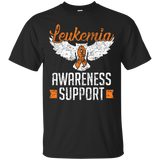 Support Leukemia Awareness Owl T-shirt Orange Ribbon_black=