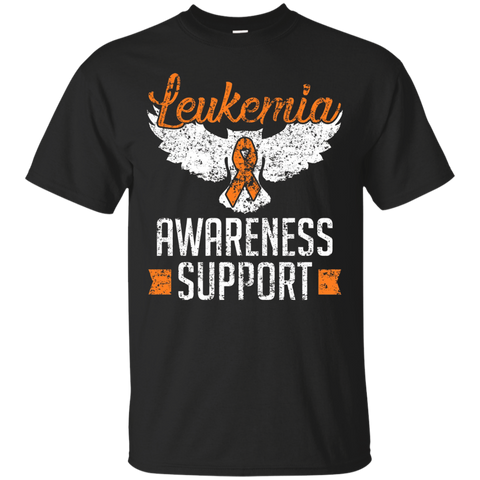 Support Leukemia Awareness Owl T-shirt Orange Ribbon_black=