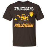 I'm Digging Halloween Pumpkin Yellow Excavator T-shirt_black=
