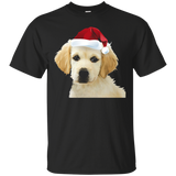 Golden Retriever Puppy Santa Hat Shirt Cute Christmas Tee_black