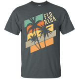 Retro State of Florida Summer Beach Palm Trees Souvenir Tee_Black