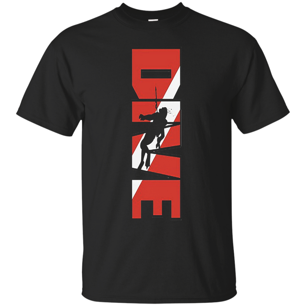 Scuba Diving T-Shirt DIVE on Dan safety with a Diver._Black