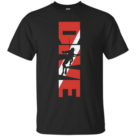 Scuba Diving T-Shirt DIVE on Dan safety with a Diver._Black