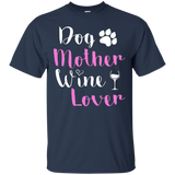 Womens Dog Mother Wine Lover T-Shirt For Mom, Wife and Girlfrien_Black