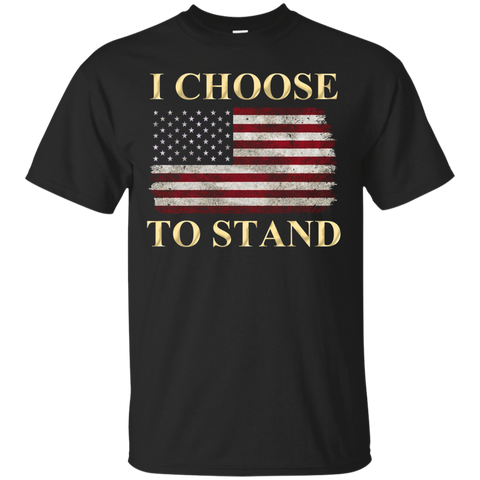 I Choose To Stand National Anthem T-shirt-distressed Us Flag_black