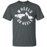 Wheels Or Heels Boy Or Girl Gender Reveal Pregnancy T-shirt_black=